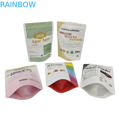 Wholesale Custom Printed Stand Up Kraft Paper Bag For Food Flour Nut Rice Tea Spices Biodegradable Mylar Bags