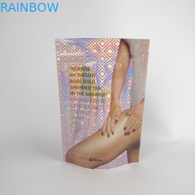 Custom Printed Resealable Zip Lock Stand Up Bag Bath Salt Packaging Pouches Holographic