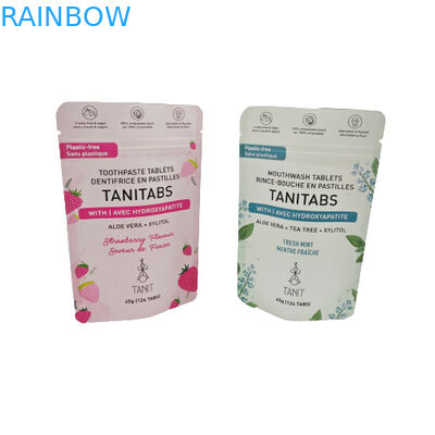 Eco Friendly Compostable Kraft Pouch With Resealable Zipper For Cosmetic Powder Pack