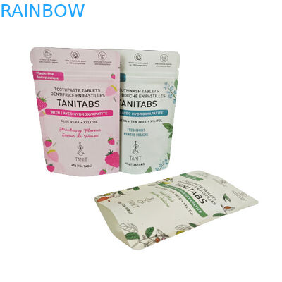 Eco Friendly Compostable Kraft Pouch With Resealable Zipper For Cosmetic Powder Pack