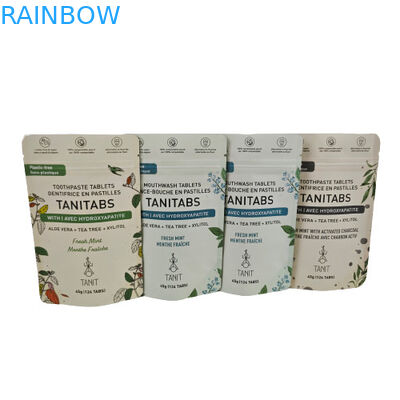 Eco Friendly Compostable Kraft Pouch With Resealable Zipper For Cosmetic Powder Pack