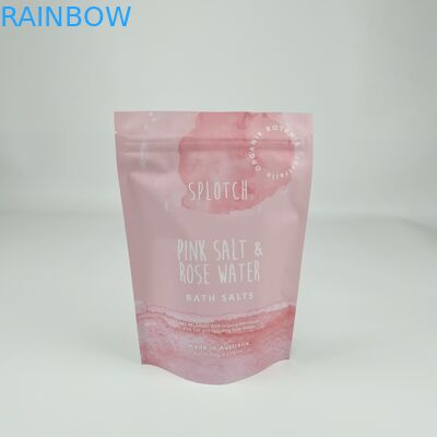 Matte Custom Printed Zipper Plastic Bag Bath Salt Body Scrub Stand Up Pouch