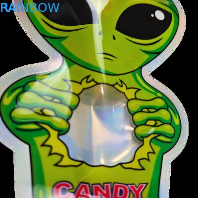 Soft Touch Holographic Mylar Bags with Zipper for Candy Herb Dry Flower Gummy Biscuit sugar Childproof Packaging