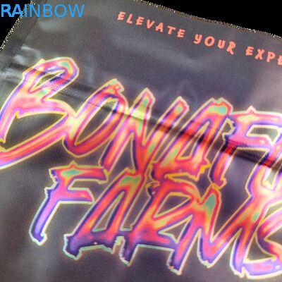 Soft Touch Holographic Mylar Bags with Zipper for Candy Herb Dry Flower Gummy Biscuit sugar Childproof Packaging