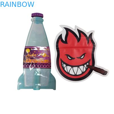 Inside Printed Mylar Bags Herb Tobacco Edible Gummy Cookie Packaging Glossy Heat Seal Special Shape Plastic Bags