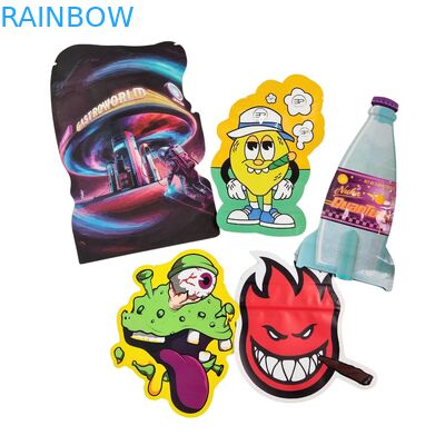  Die Cut 3.5g Plastic Bag Glossy Zipper Mylar For Gummy Herb Candy Packaging Smell Proof Glossy Surface