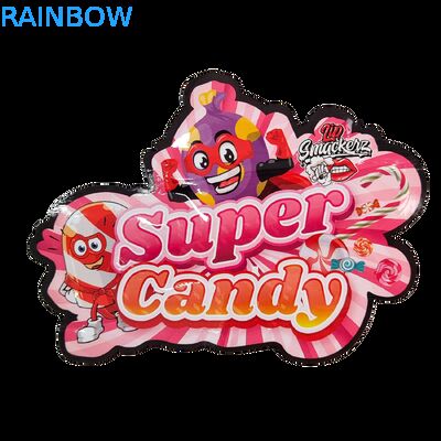  Die Cut 3.5g Plastic Bag Glossy Zipper Mylar For Gummy Herb Candy Packaging Smell Proof Glossy Surface