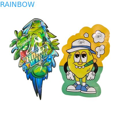 Custom Shape 3.5g Display Box Mylar Bags Child Proof Soft Touch Die Cut Bag For 1g 3.5g 7g 14g 28g Edible Plastic