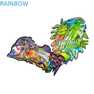 Custom Shape 3.5g Display Box Mylar Bags Child Proof Soft Touch Die Cut Bag For 1g 3.5g 7g 14g 28g Edible Plastic