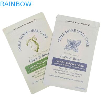 Biodegradable Kraft Paper Bag White Stand Pouch Ziplock Plastic Packing For Pet Food Compostable