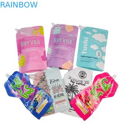  Liquid Plastic Stand Up Pouch With Spout Squeeze Packaging Bag For Cosmetic Beverage Lotion Nozzle Bag