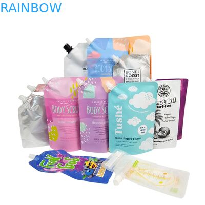  Liquid Plastic Stand Up Pouch With Spout Squeeze Packaging Bag For Cosmetic Beverage Lotion Nozzle Bag