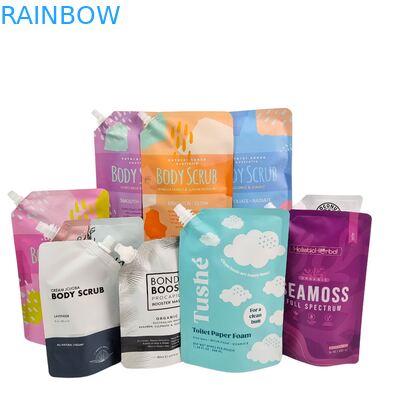  Liquid Plastic Stand Up Pouch With Spout Squeeze Packaging Bag For Cosmetic Beverage Lotion Nozzle Bag