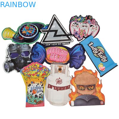 Rainbow Packaging Custom Die Cut Mylar Bags Special Shape 3.5g 7g 14g 28g Childproof Smell Proof Edible Plastic Flower Bag