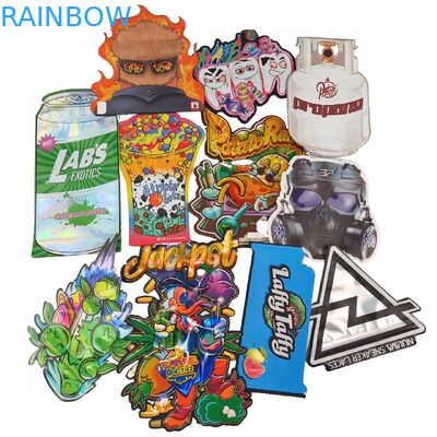 Resealable Zipper Holographic Shape Die Cut Mylar Bags Aluminum Foil Heat Seal Die Cut Irregular Pouch For Mushroom Gummies