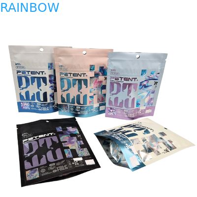 Digital Printing Holographic 3.5g Cali Packs 4x5 Sachet Irregular Aluminum Foil Mushroom Gummies Packaging Die Cut Mylar Bags