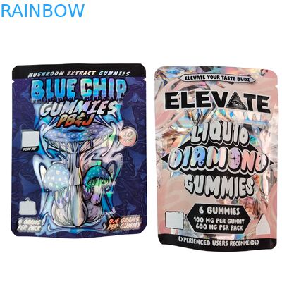 Die Cut Cali 3.5g 7g 14g 28g Mylar Bagsfor Gummies Chewing Gum Holographic Smell Proof Ziplock Bags