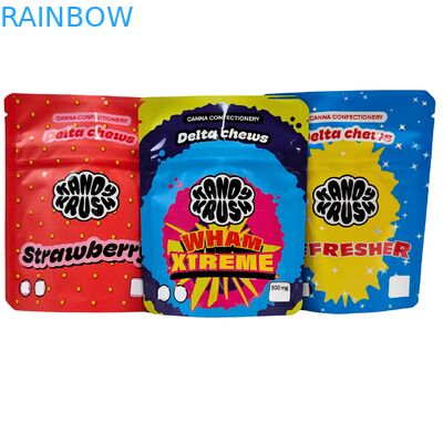 Rainbow Custom Printed 3.5g 8th Stand up Mylar Bag Edibles Smell Proof Special Shaped Bag for Cookie Gummy Cali Pack Combo