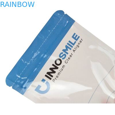 Customizable White Zipper Bag for Dental Teeth Clear Aligners Packaging One Side Clear with Heat Sealing and Logo Alignment