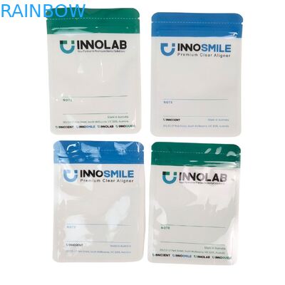 Customizable White Zipper Bag for Dental Teeth Clear Aligners Packaging One Side Clear with Heat Sealing and Logo Alignment