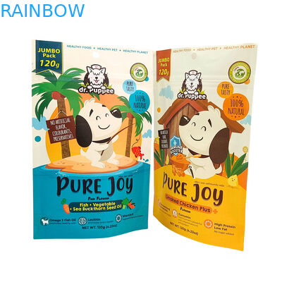 Pet Food Packaging Bags 100g 250g Aluminium Foil Stand Pouch With Zipper And Heat Sealing For Cat Dog Snacks