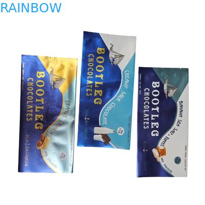 Customized Gold Stamped Back Side Sealed Stand Moisture Proof Flat Pouch Snack Energy Bar Nut Chocolate Packaging LDPE Bags