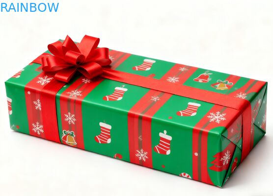 Recyclable Biodegradable Kraft Rectangle Gift Boxes Foldable Lid Ribbon UV Coating Matte Customized Birthday Christmas Gift Box