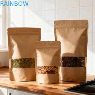 Customized Biodegradable Moisture Proof Stand Up Pouch Kraft Paper Bag for Food Packaging