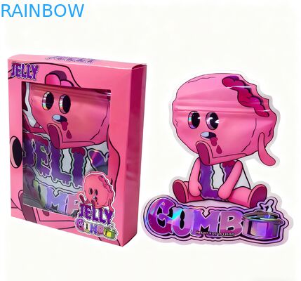  Holographic Box And Bag 3.5 Mylar Packaging Set Resealable 3.5g Edible Mylar Die Cut Bags With Display Cereal Boxes