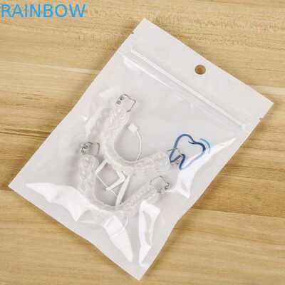 Custom Flat Zip Lock Mylar Bags One Side Transparent Zipper Retainers For False Tooth Clear Aligner Packaging Bag