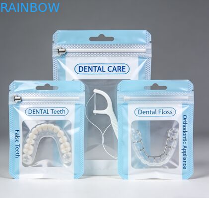 Custom Flat Zip Lock Mylar Bags One Side Transparent Zipper Retainers For False Tooth Clear Aligner Packaging Bag
