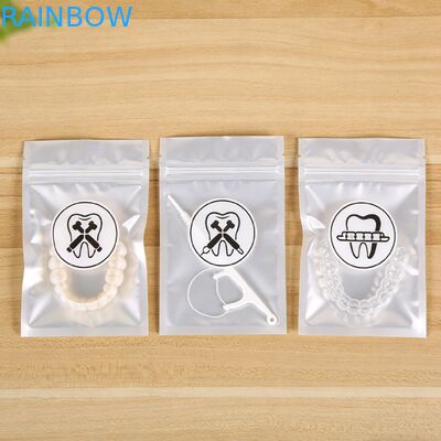 Custom Flat Zip Lock Mylar Bags One Side Transparent Zipper Retainers For False Tooth Clear Aligner Packaging Bag