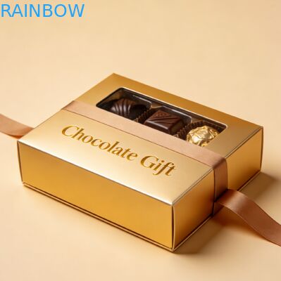 Custom Printing Gold Foil Stamped Wedding Gift Box with Clear Window for Sweets and Chocolates