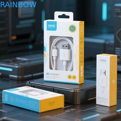 Customizable Quantity 350g Thickness Paper Box with Hot Stamping Finishing for USB Cable Packaging