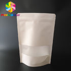 White Doypack Stand Up Coffee Pouches k Kraft Paper Bags With Clear Window / Zipper