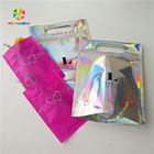 Hologram Zipper Customized Paper Bags Holographic Stand Up CMYK For Cosmetics