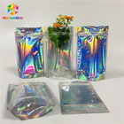 Custom Cosmetic Packaging Bag Plastic Hologram Mylar Zipper With Clear Window