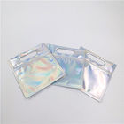 Nail Polish Cosmetic Packaging Bag Custom Printing Shinny Hologram With Transparent Front