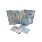 Holographic Plastic Pouch Packaging Transparent Front Laser Film Customized Size