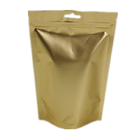 Resealable Plastic Stand Up Pouch Coffee Packing Bags Gold Aluminum Foil