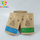 Stand Up Paper Bags with Custom Logo Resealable Brown Kraft Paper Pouch Packaging For Coffee Beans