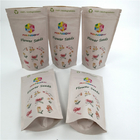 Customized 100% Biodegradable Kraft Paper Pla Bags With Resealable Zipper For Chew Gum
