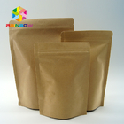 PLA Zipper Biodegradable Kraft Stand Up Pouch Compostable For Tea