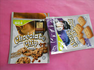 OEM Stand Up Zipper Cookies / Snack Bag Packaging with Zip Top