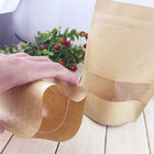 Clear Window Customized Paper Bags , Zipper Brown Paper Bags