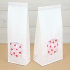 Pink Customized Kraft Paper Bags Clear Window And Tin Tie For Food