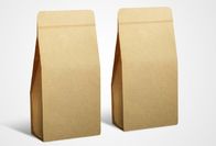 Yellow Plain Kraft Custom Made Paper Bags , Gusset Side Zipper Snack Packaging Bags
