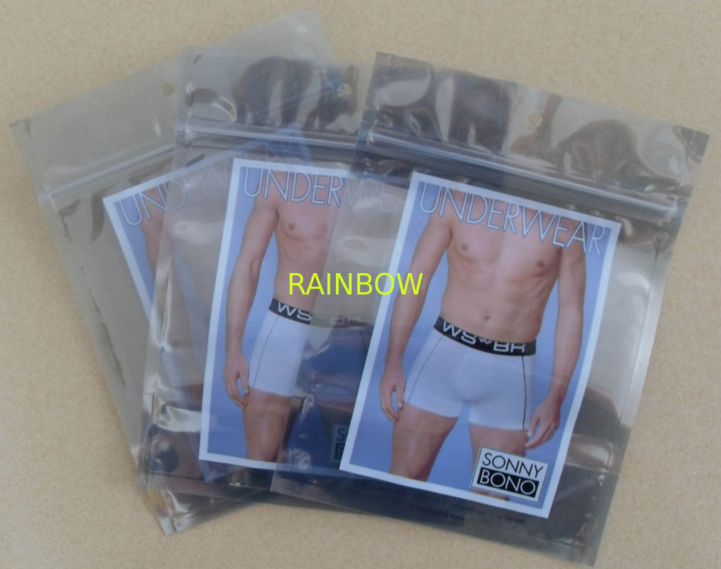 Underwear Plastic Pouches Packaging k Transparent Front Customized