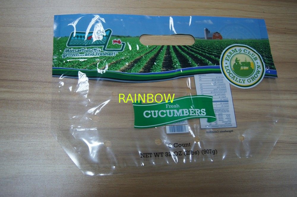 Food Grade Transparent Fresh Fruit Vegetable Plastic Storage Zipper Packaging Bag
