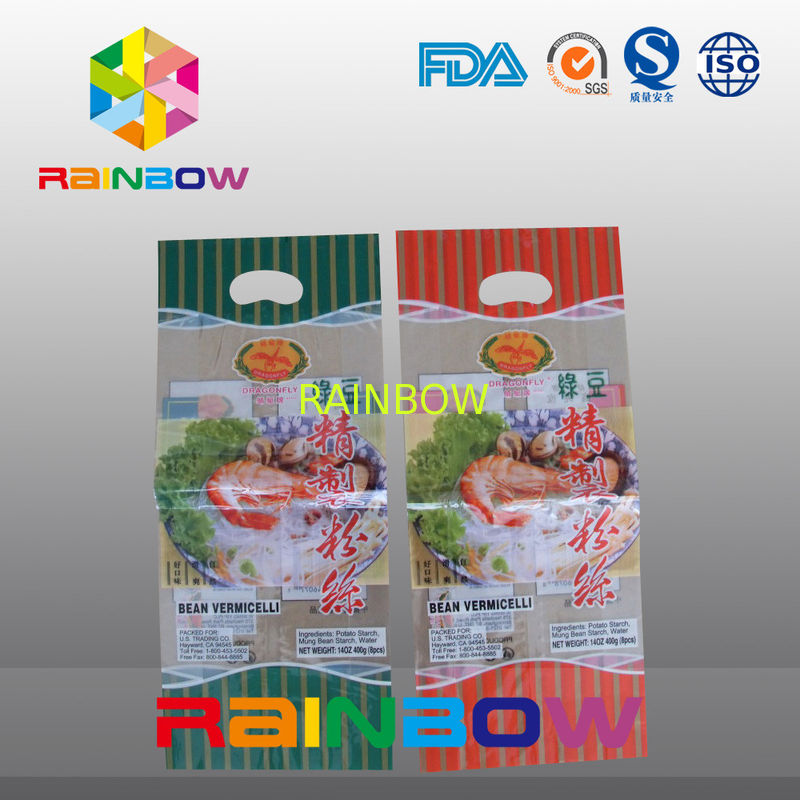Custom Logo Back Side Sealing Plastic Pouches Packaging With A Hang Hole For Dry Noodles